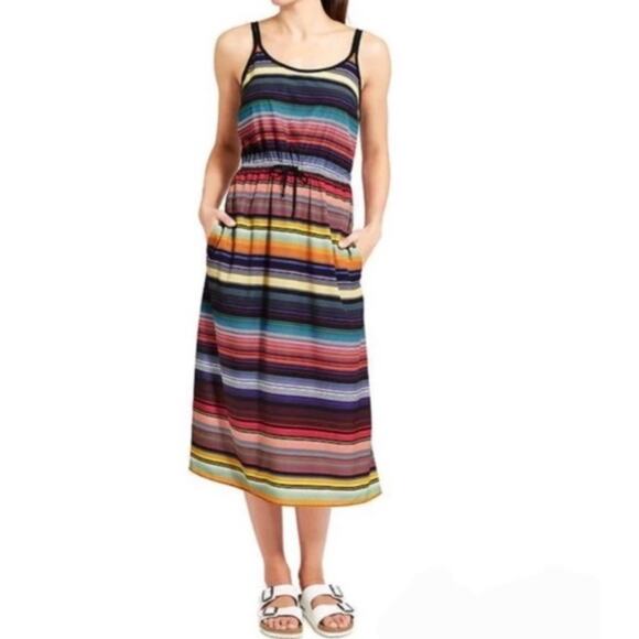 Athleta Dresses & Skirts - Athleta Havana Serape Rainbow Midi‎ Tank Dress Pockets travel XXS